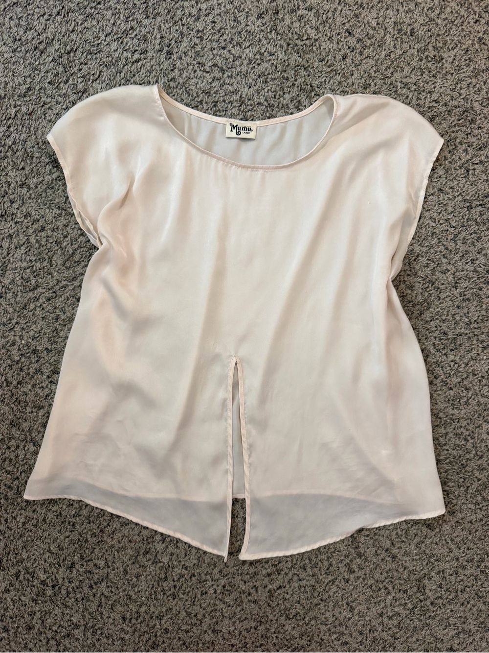Show Me Your MuMu Blush Pink Short Sleeve Split-Front Silk Top